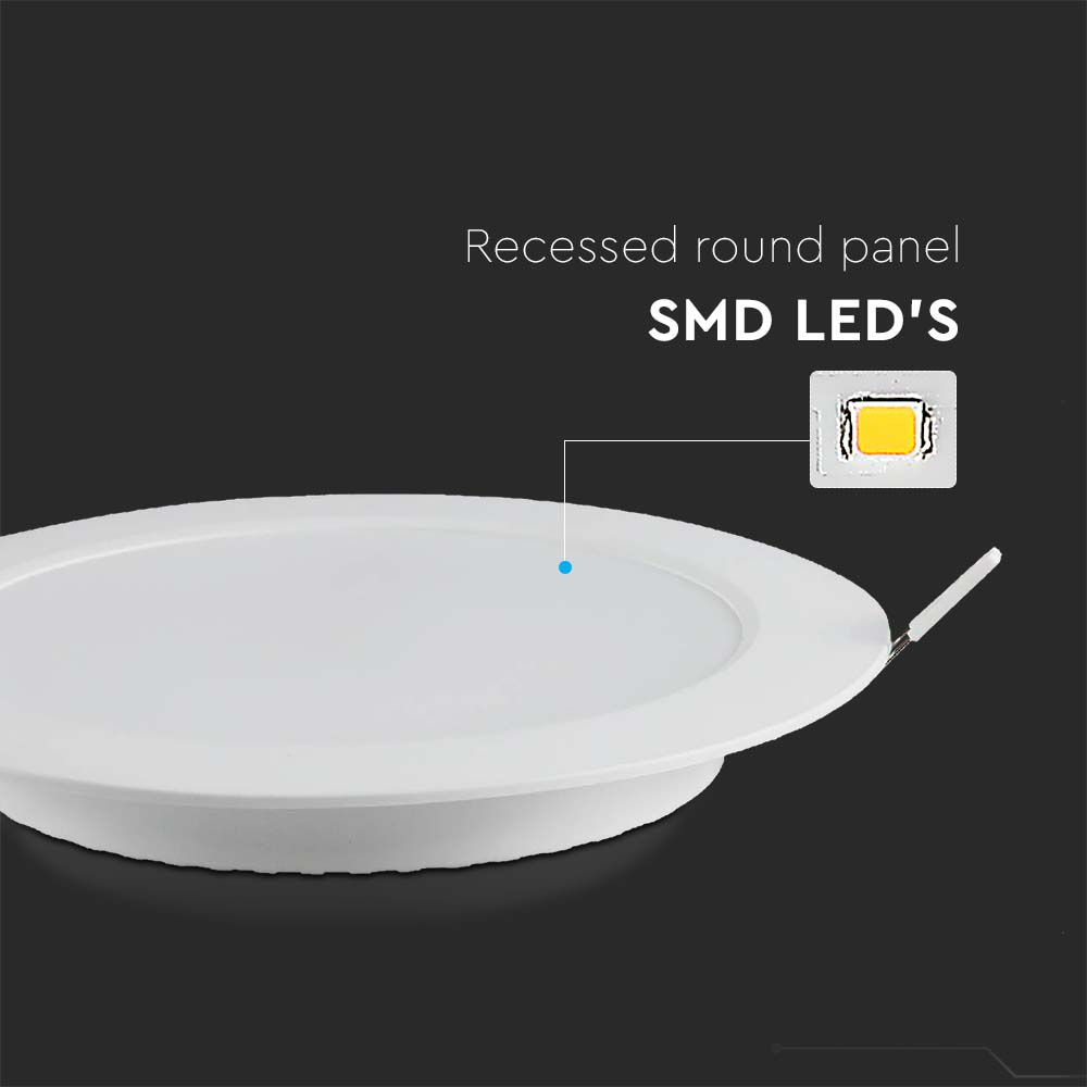 6W LED SAMSUNG CHIP Backlit Panel Recessed - Round 6500K