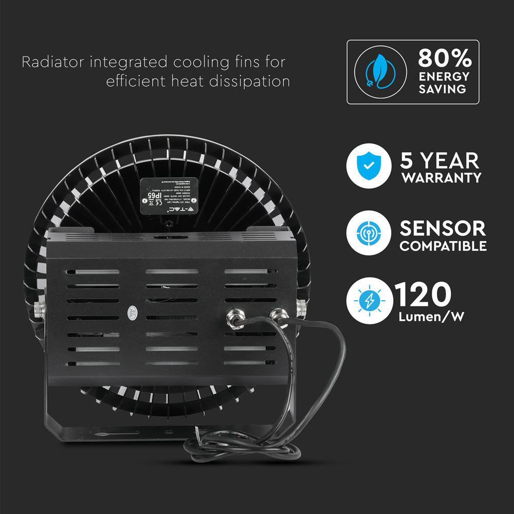 LED Sospensione industriale SAMSUNG Chip 500W 120' Meanwell Driver Dimmerabile Corpo Nero 4000K img 1
