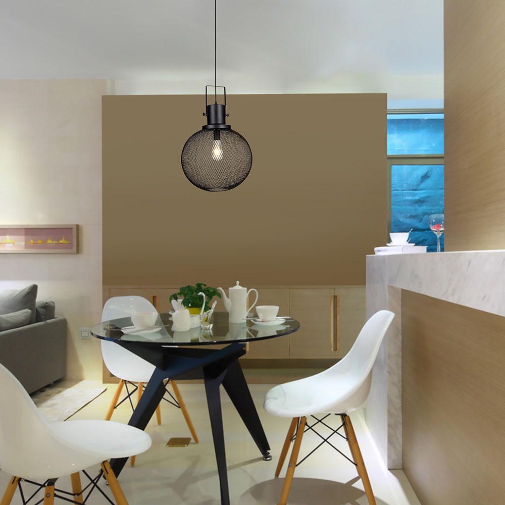 Lampadario con Portalampada Nero Metallo Globo img 1