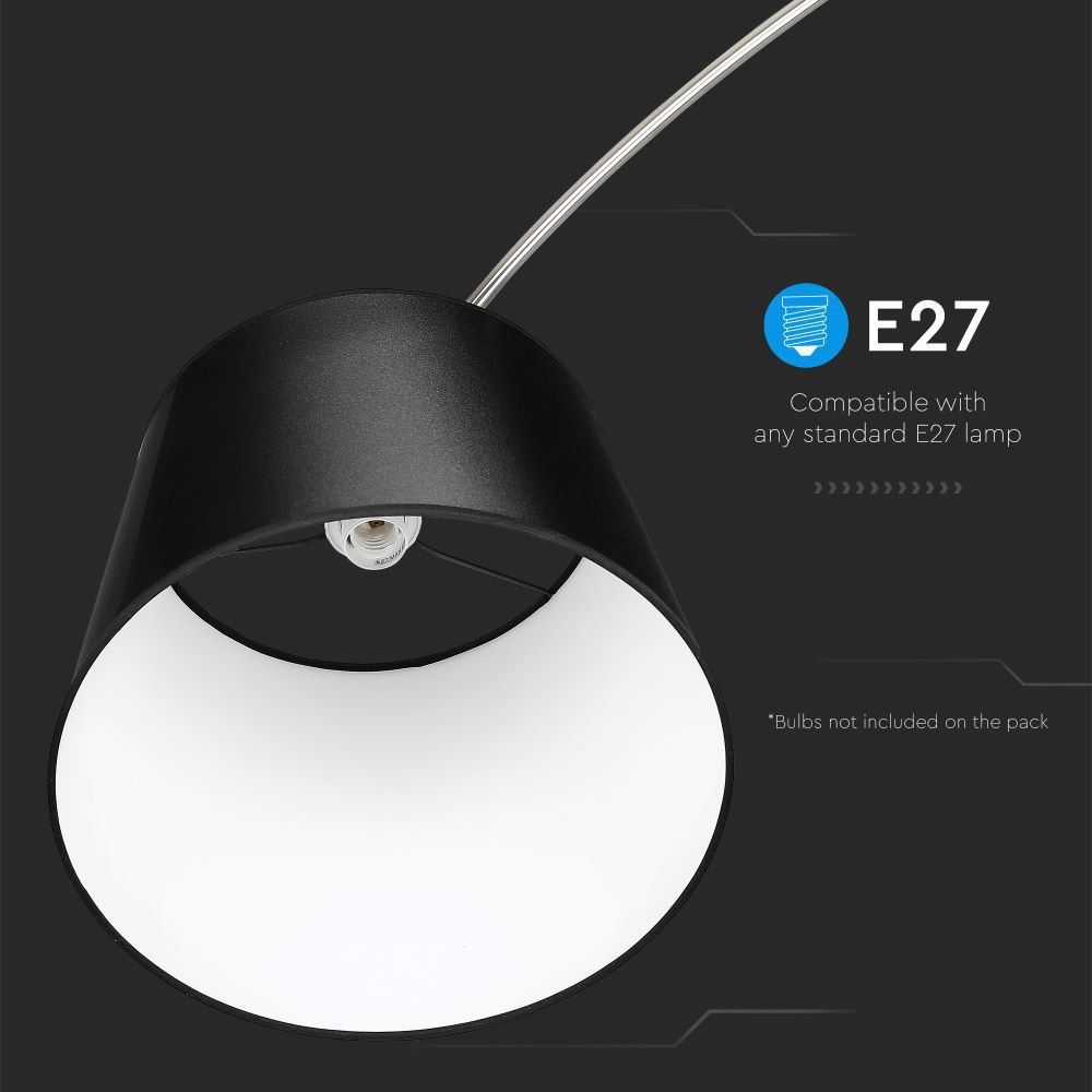 LED Floor Lamp E27 Black Lamp Shade img 1