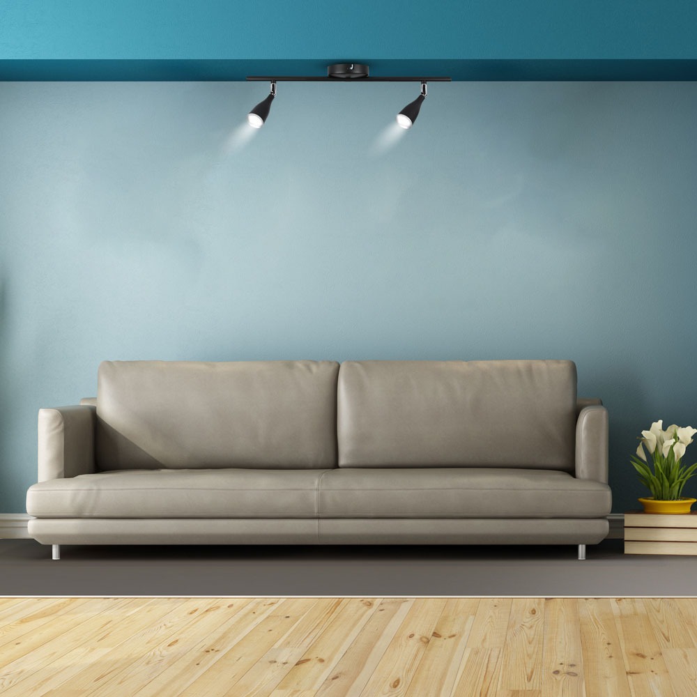 2 x 4.5W LED Lampada da parete Luce Bianco Caldo Corpo Nero