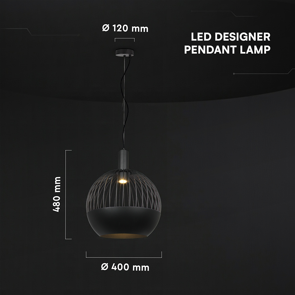 GU10 Decorative Hanging Pendant (D400*H350mm) Matt Black Body