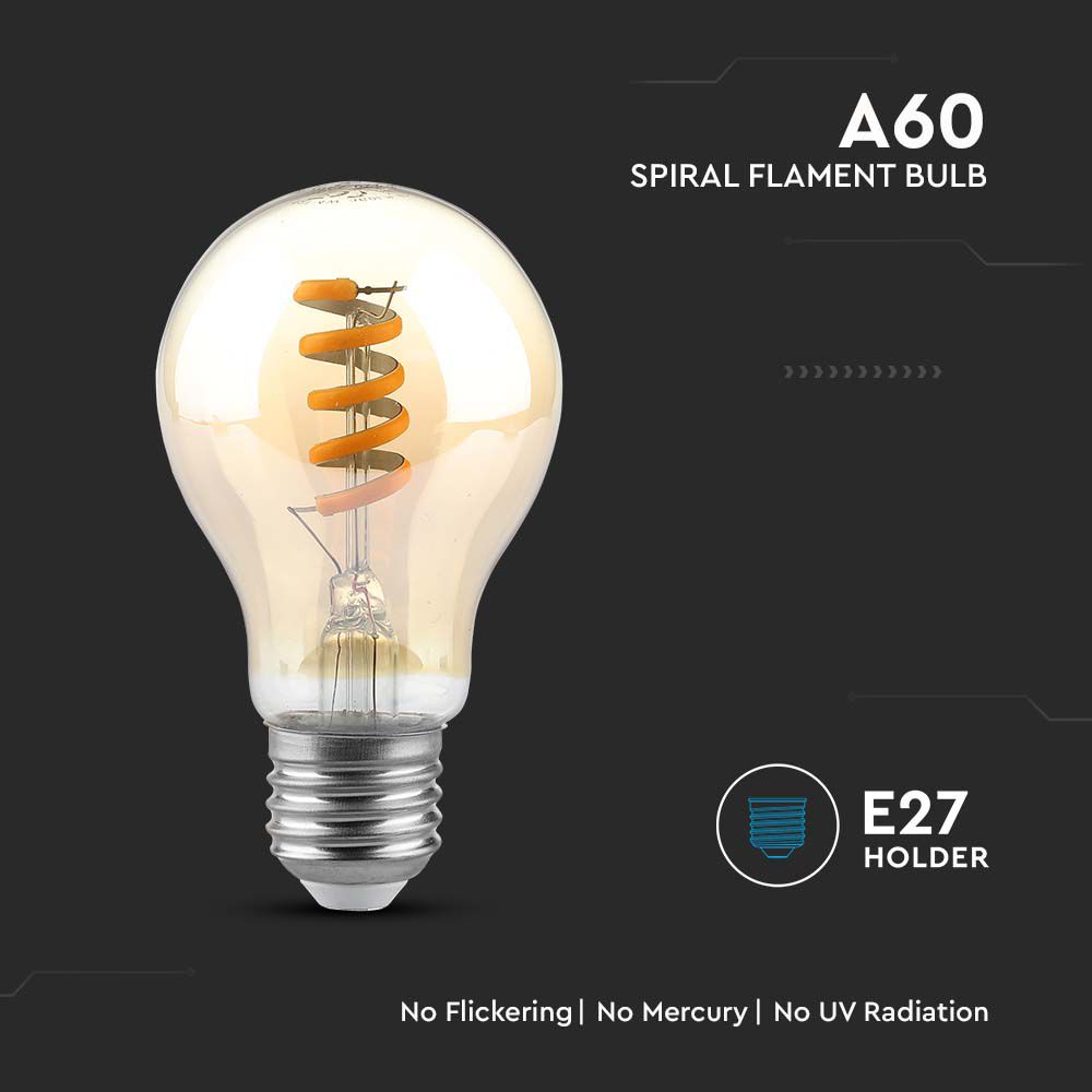 LED - 4W E27 Filament A60 Amber 1800K