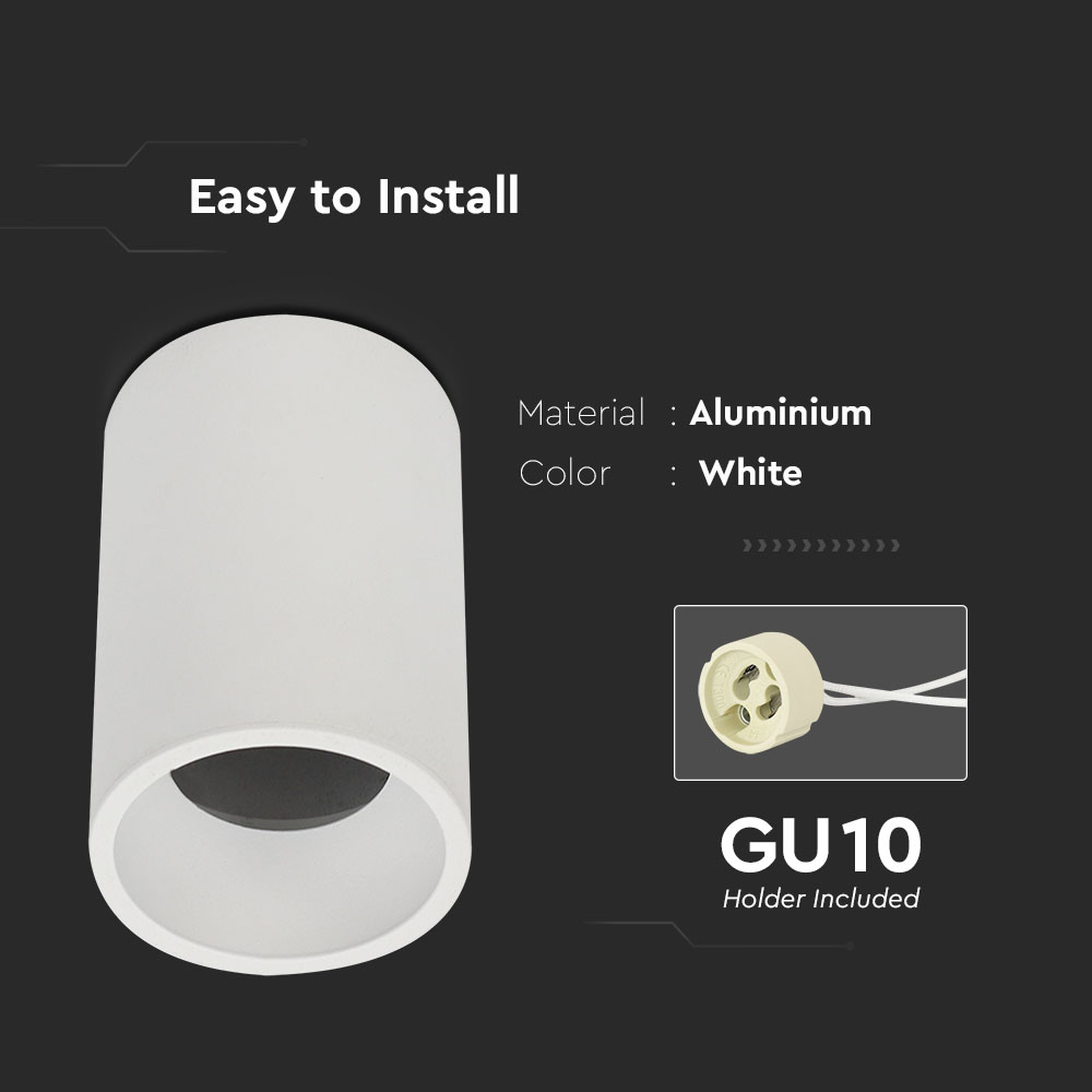 GU10 Surface Mounted Fitting White img 1