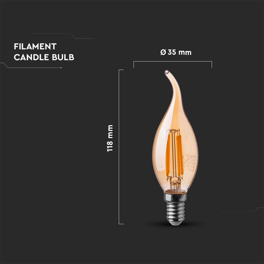 4W Filament E14 Amber Cover Candle 2200K
