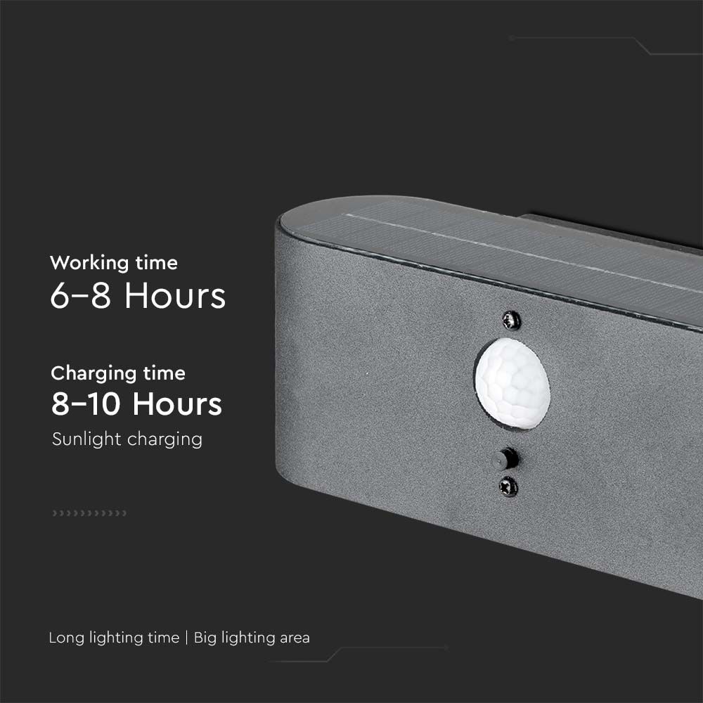 Lampada LED da Muro 2.5W Con Pannello Solare e Sensore PIR Colore Nero 3000K IP54 img 1