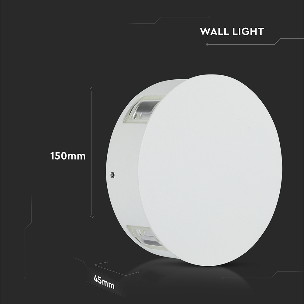 4W LED Wall Light Black Body Round 4000K IP65