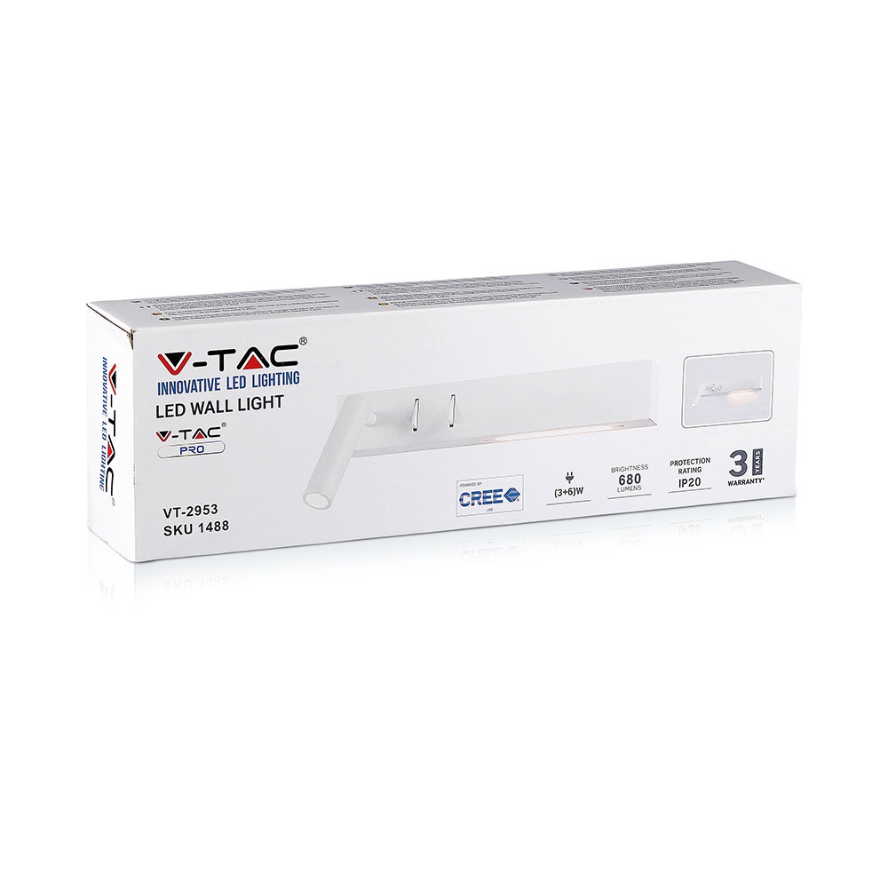 3W+3W Lampada da comodino Bianca 3000K