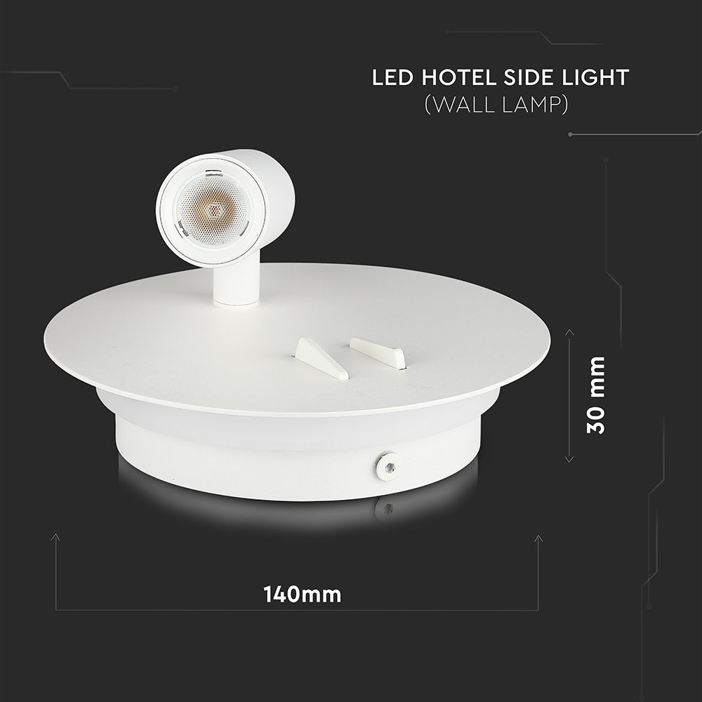 Applique da Hotel per Lettura con 2 LED 3W e 6W Colore Bianco