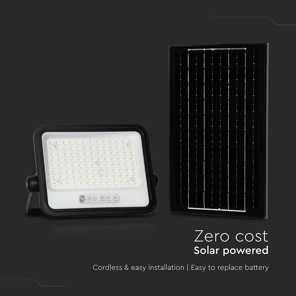 200W LED Solar Floodlight 2000K-8000K Black Body Battery Indicator img 2