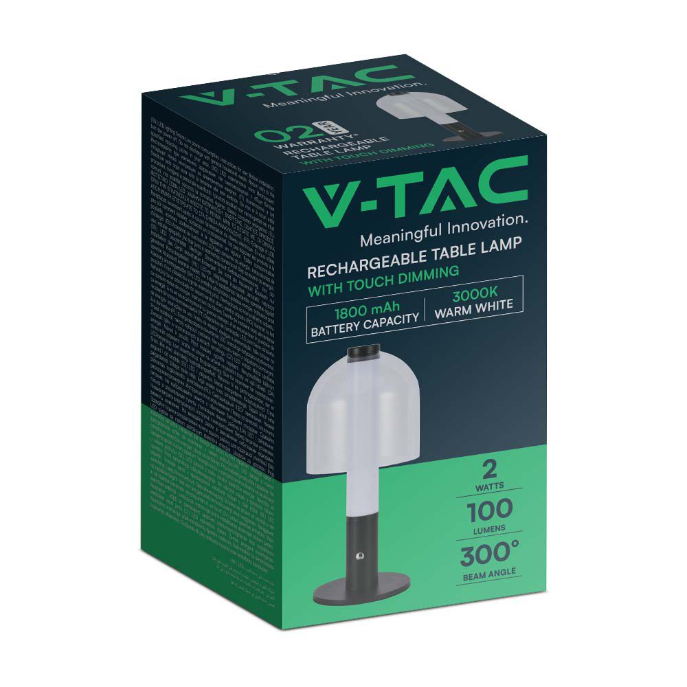 LED Lampada da Tavolo Ricaricabile 1800mAh 140 x 300 3 in 1 nera, Vetro trasparente