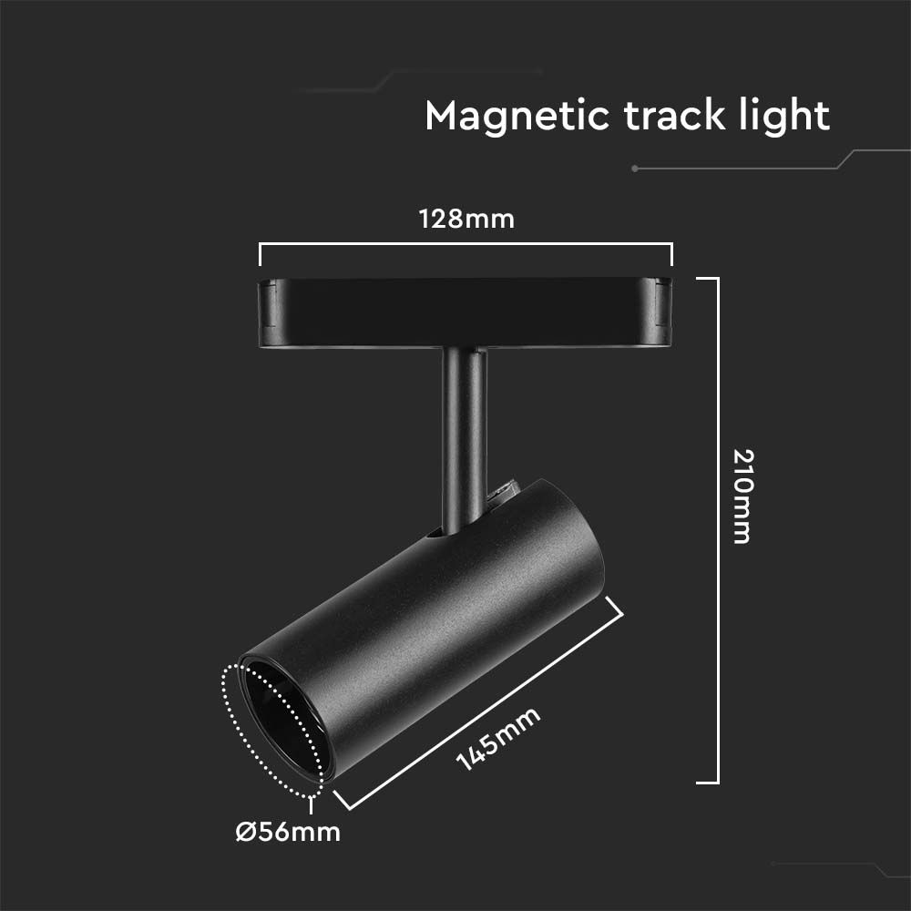 20W LED Slim Magnetic Track Light 4000K Black Body