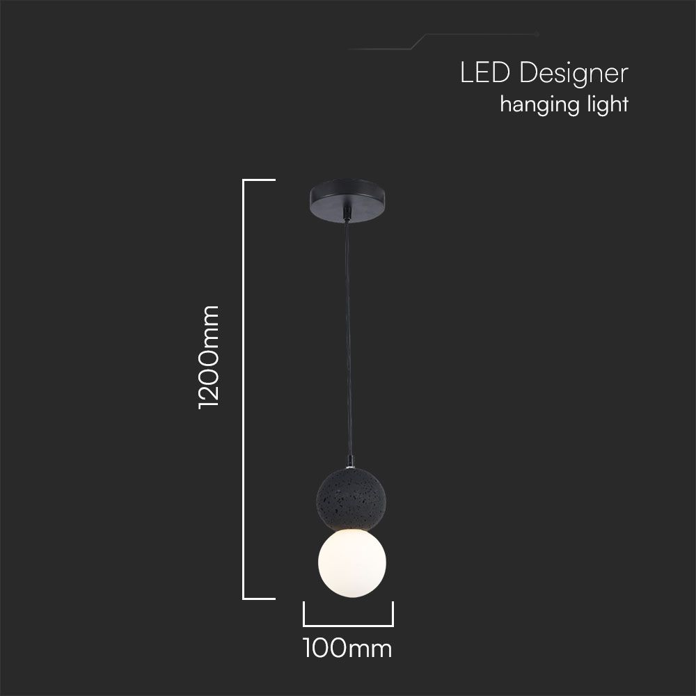 LED Designer Hanging Lampholder Black + White Body G9