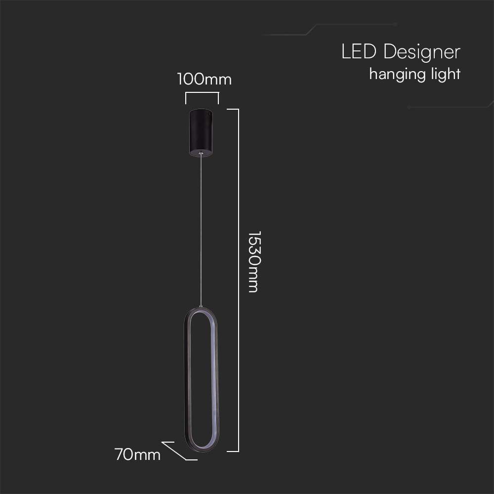 13W LED Hanging Lamp 40CM 4000K Black Body