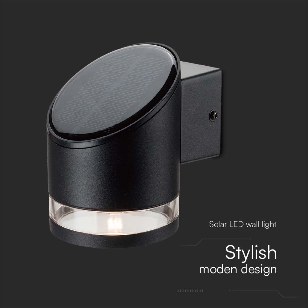 Lampada LED da Giardino Cilindrica con Pannello solare 1W Corpo Nero 121x90x112.5mm 3000K 