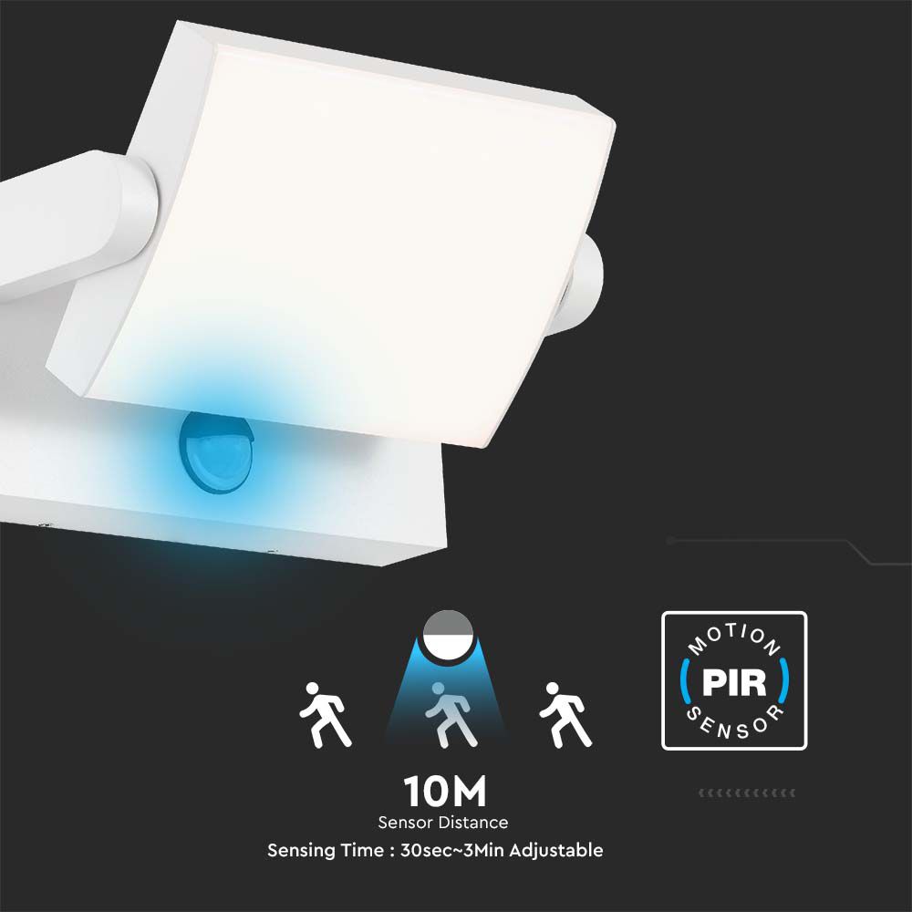 20W LED Wall Sensor White Body 3000K IP65 img 1