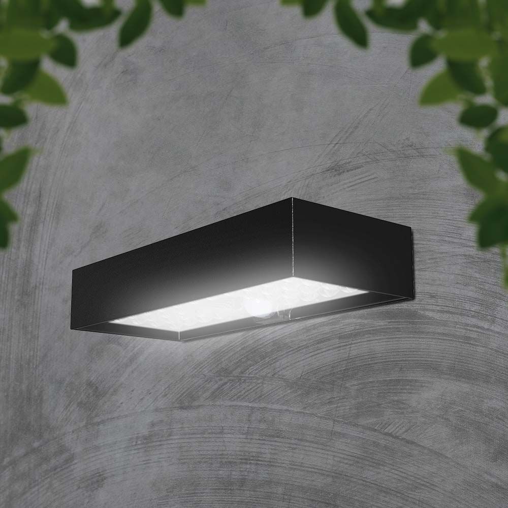 Lampada LED da Muro 6W Con Pannello Solare e Sensore PIR Colore Nero 4000K