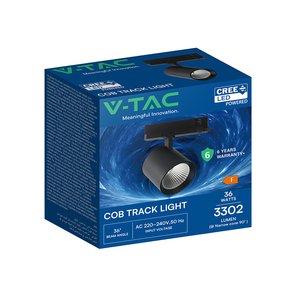 36W LED COB Tracklight CREE CHIP 3000K Black Body