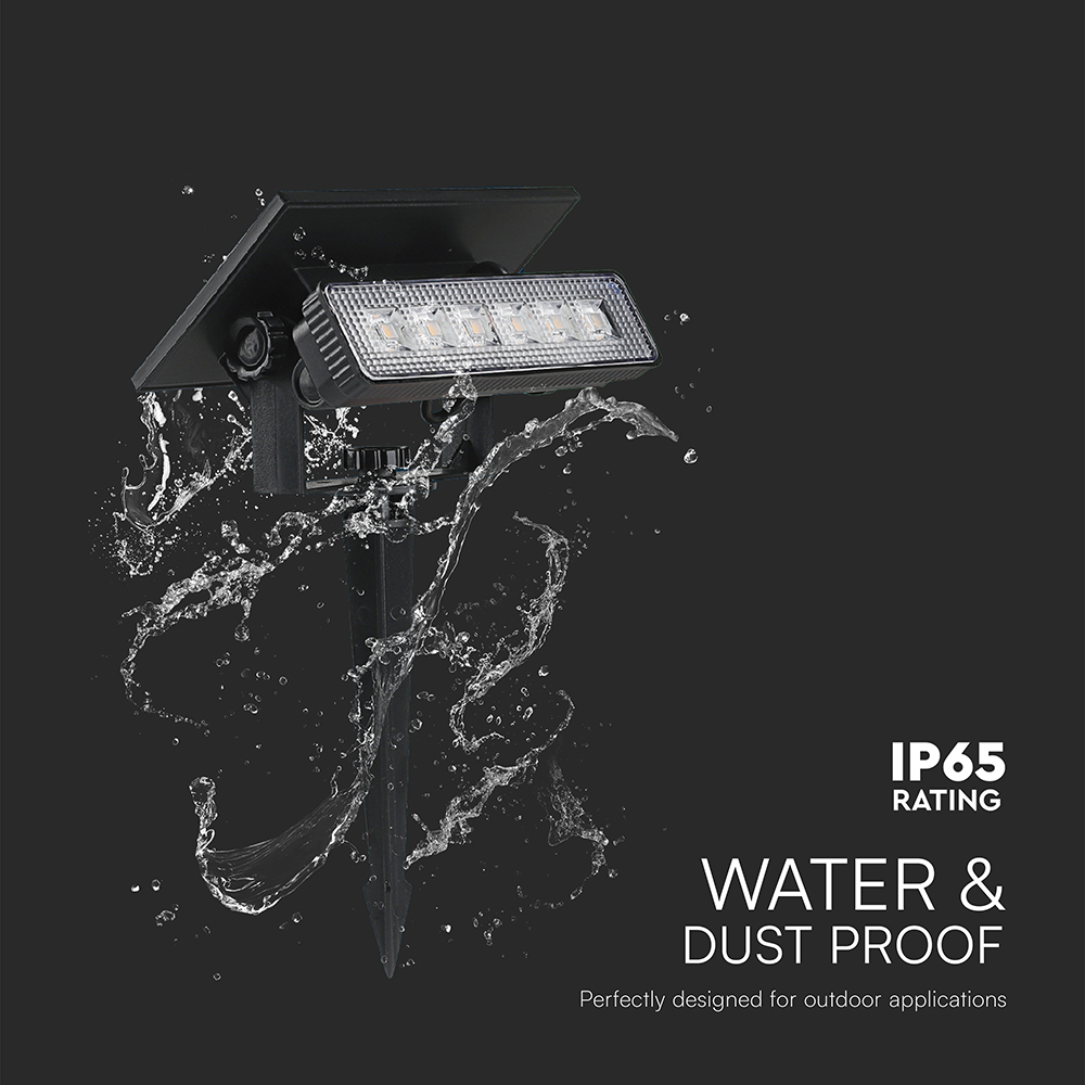 0.9W LED Mini Wall Mount & Solar Spike Black Body 2in1 3000K IP65 img 3