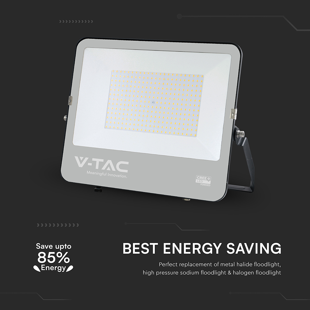 200W LED Floodlight CREE CHIP Black Body Grey Glass 6500K 135LM/W img 2