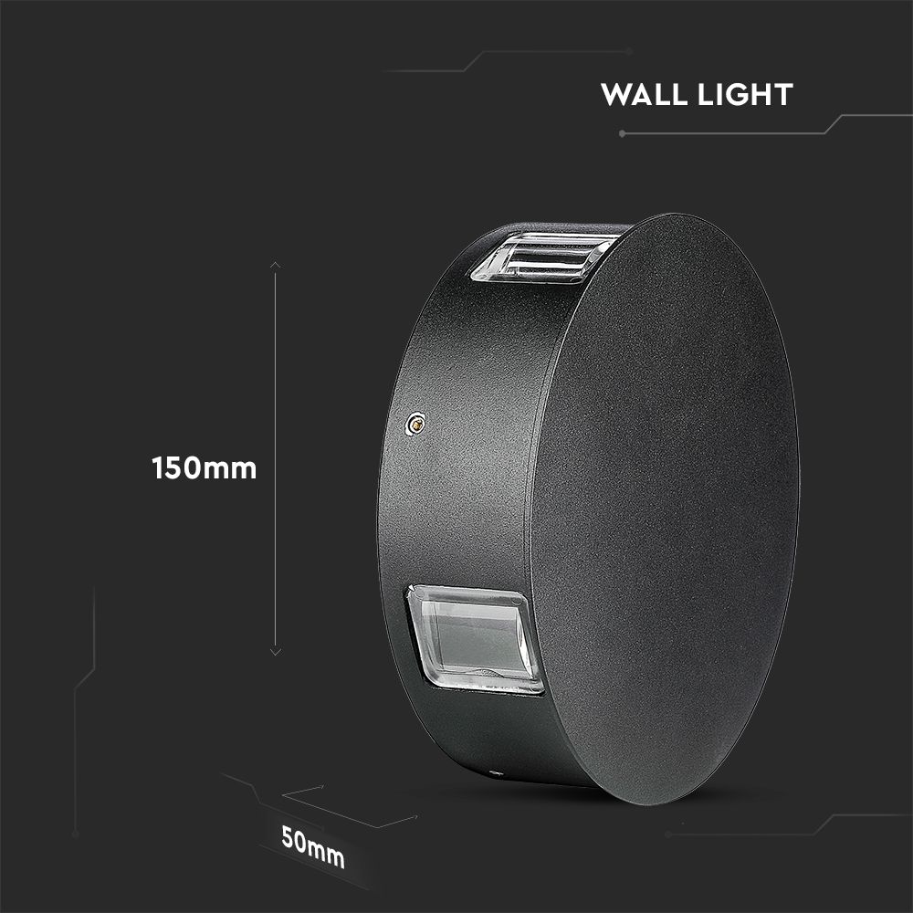 Lampada LED da Muro Rotondo Colore Nero