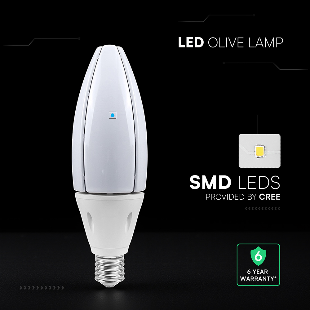 60W LED Bulb E40 Olive Lamp CREE CHIP 4000K img 2