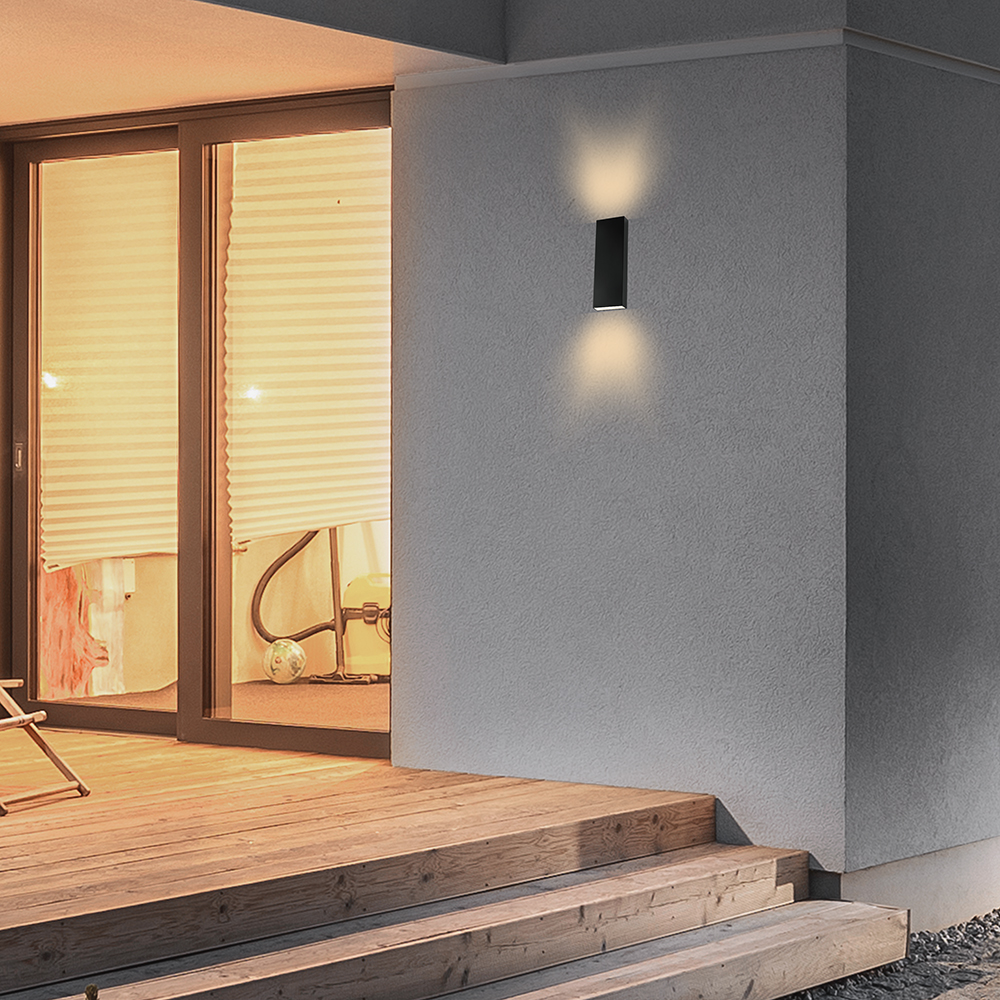 8W LED Wall Light PC Up & Down Black Body 4000K IP65
