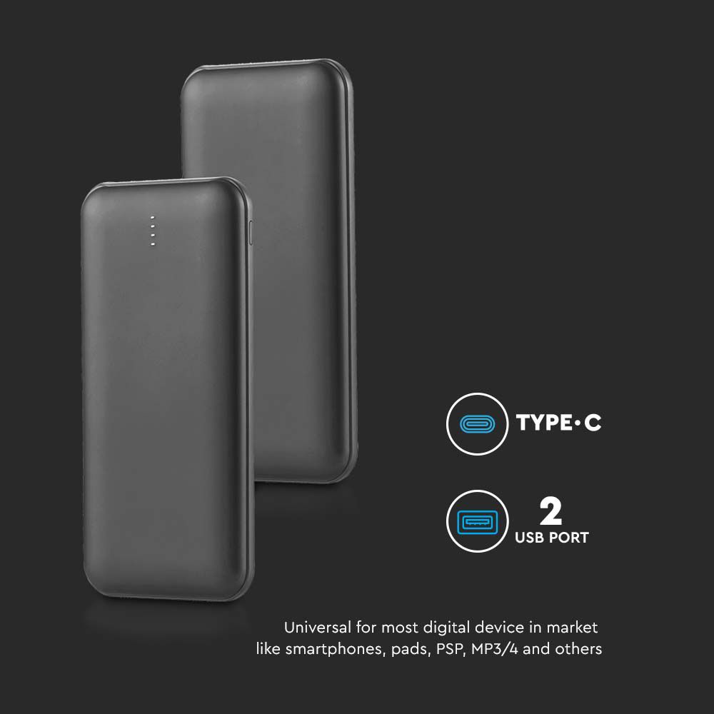 Power Bank 10.000 mAh Dual USB e Tipo C Colore Nero img 2