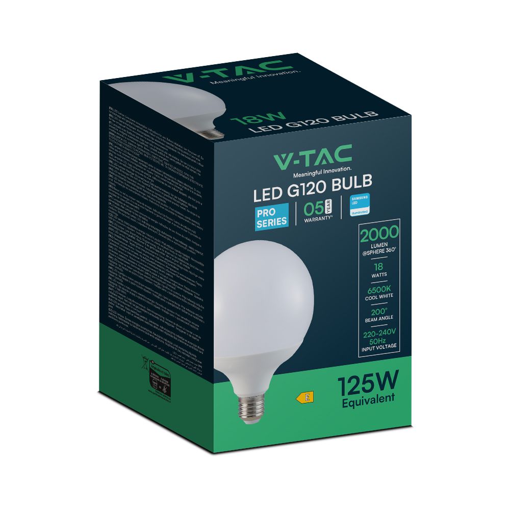 LED Bulb - SAMSUNG CHIP 18W E27 G120 Plastic 2000LM 6400K