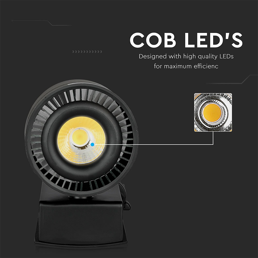 33W Proiettore a pista LED COB Bordo Nero Bianco Freddo