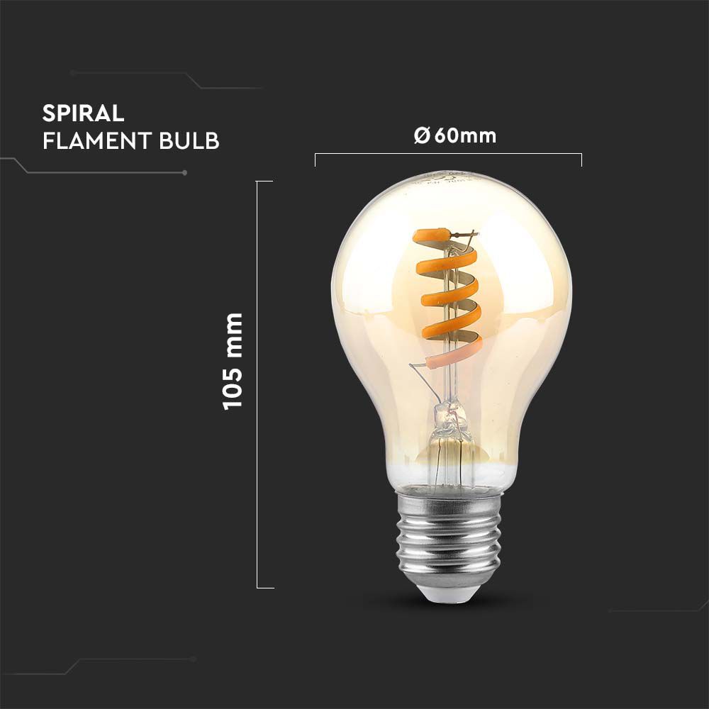 LED - 4W E27 Filament A60 Amber 1800K