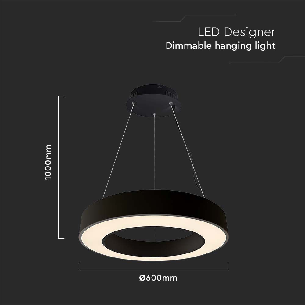 Lampadario LED a Sospensione Circolare Dimmerabile Colore Nero