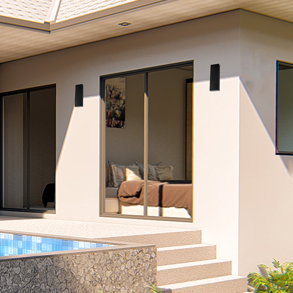 8W LED Wall Light PC Up & Down Black Body 4000K IP65 img 1