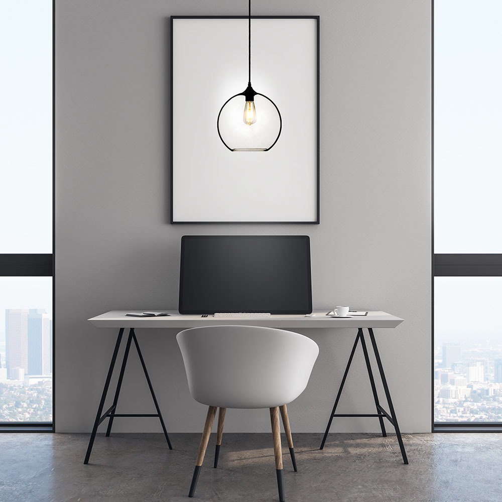 Lampadario con Portalampada Globo Vetro Trasparente __300mm img 1