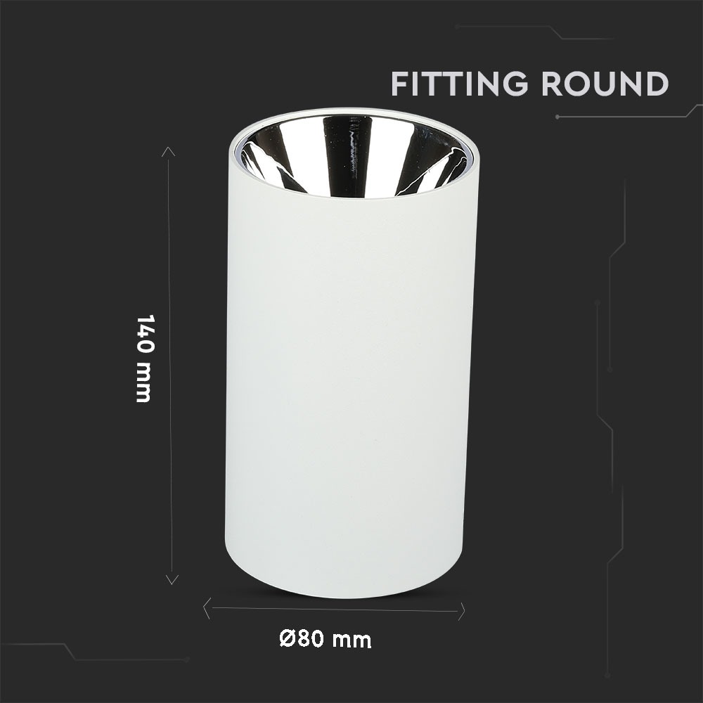 GU10 Fitting rotondo Bianco & Chrome