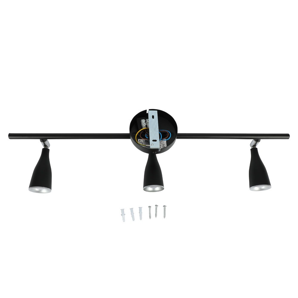 3 x 4.5W LED Lampada da parete Luce Bianco Caldo Corpo Nero img 1