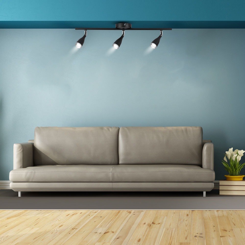 3 x 4.5W LED Lampada da parete Luce Bianco Caldo Corpo Nero