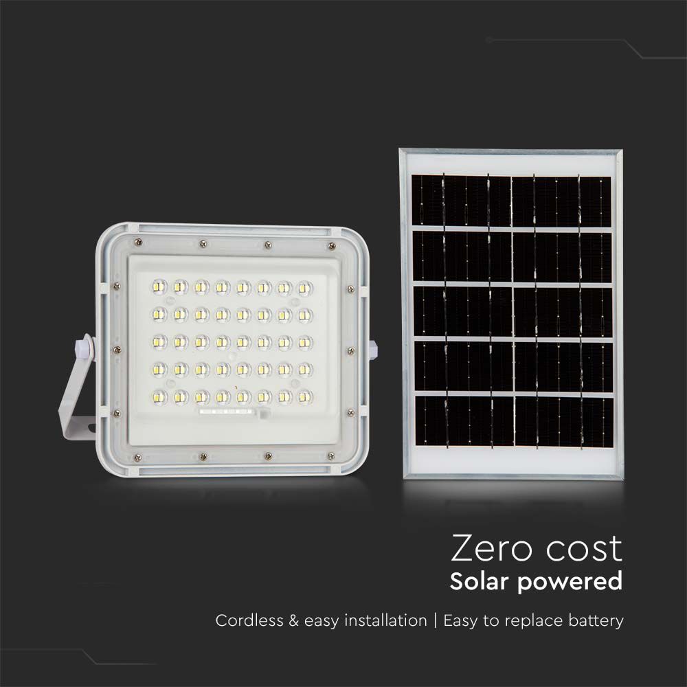 Faro LED con Telecomando e Pannello Solare 10W Batteria sostituibile Cavo da 3m Colore Bianco  img 2