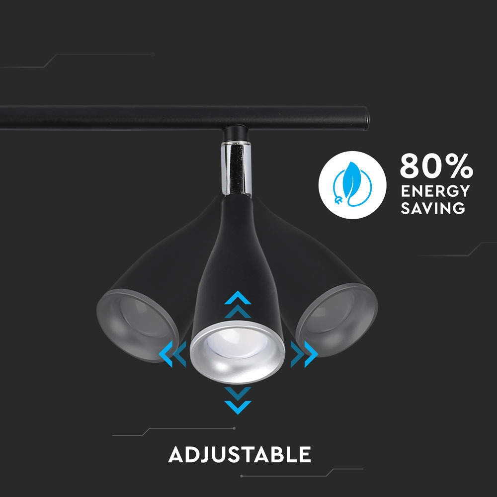 3 x 4.5W LED Lampada da parete Luce Bianco Caldo Corpo Nero img 1