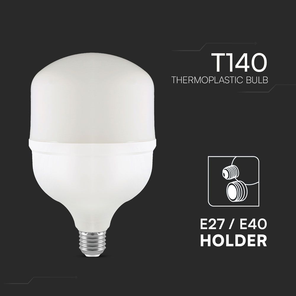 LED Bulb - 50W Plastic T140 6500K E27 With E40 Ring img 1