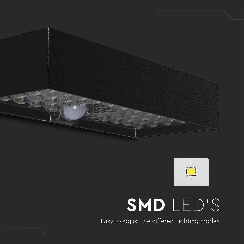 Lampada LED da Muro 6W Con Pannello Solare e Sensore PIR Colore Nero 4000K