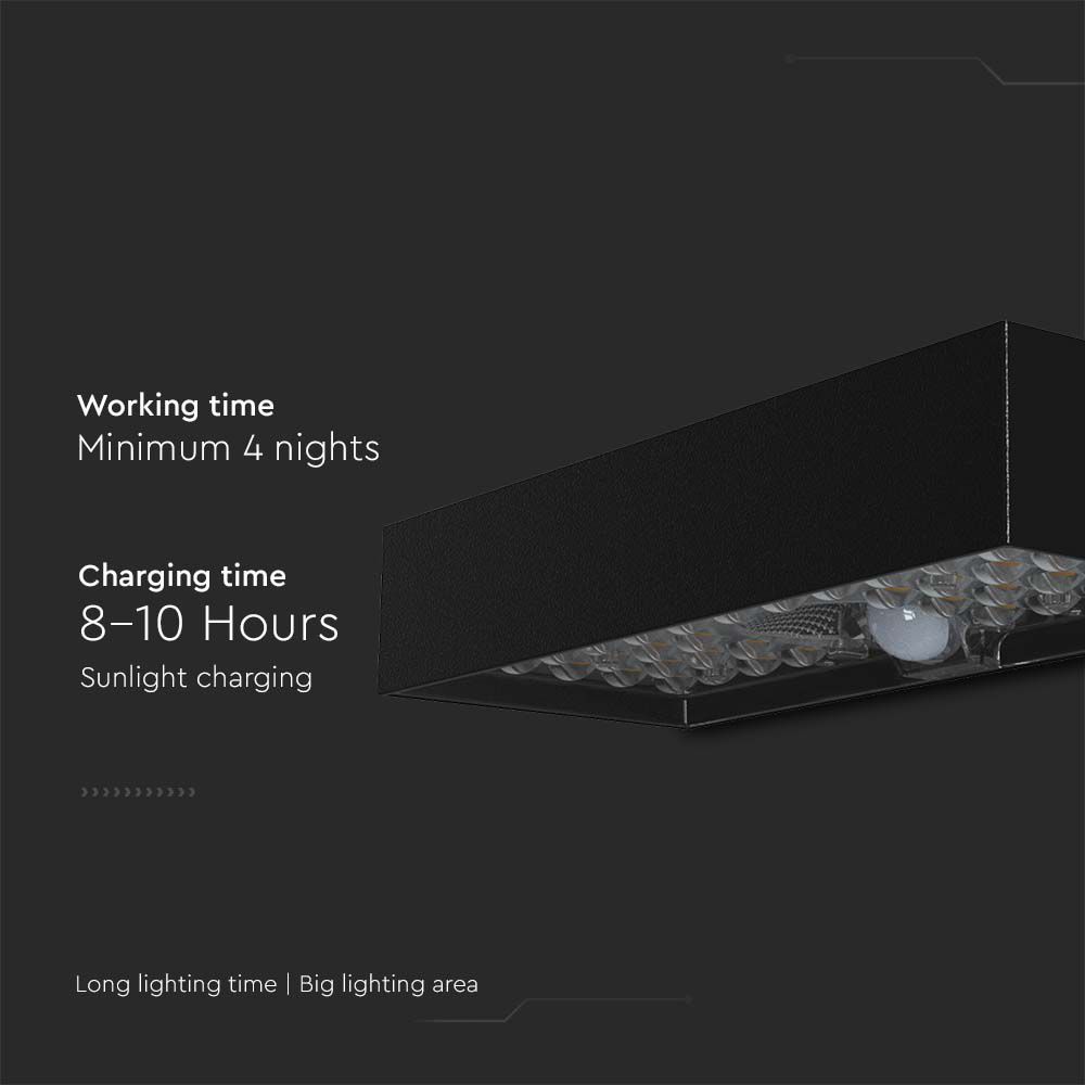 Lampada LED da Muro 6W Con Pannello Solare e Sensore PIR Colore Nero 4000K img 1