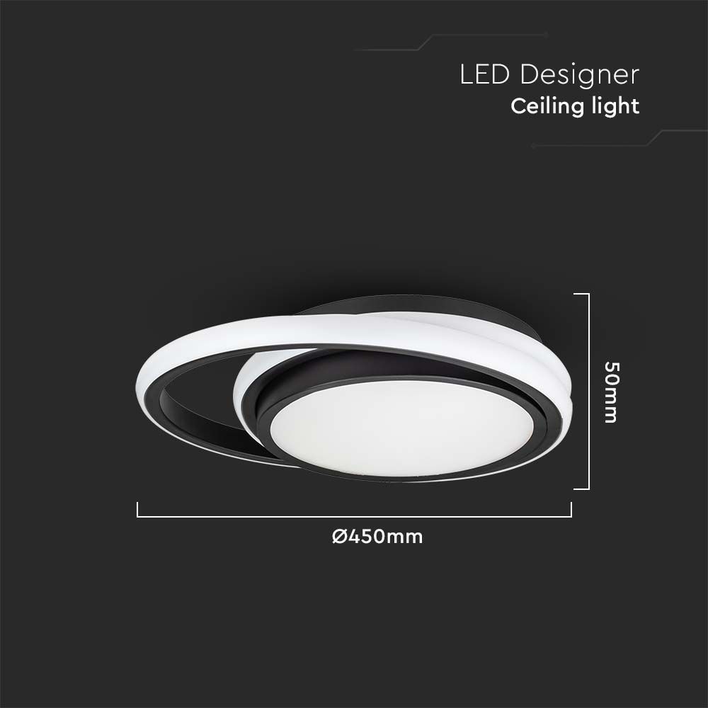 LED Designer Light Black Double Round