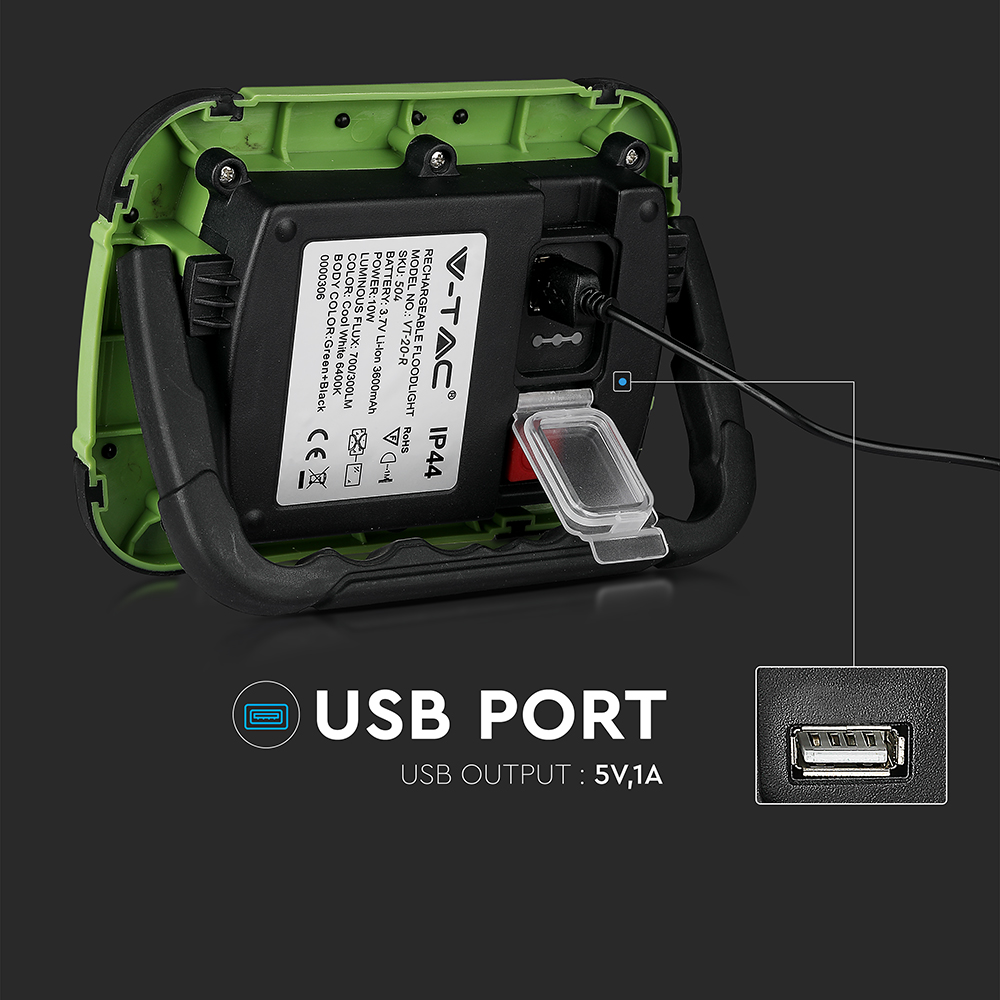 20W LED Proiettore Ricaricabile SAMSUNG Chip USB + SOS Funzione IP44 6400K
