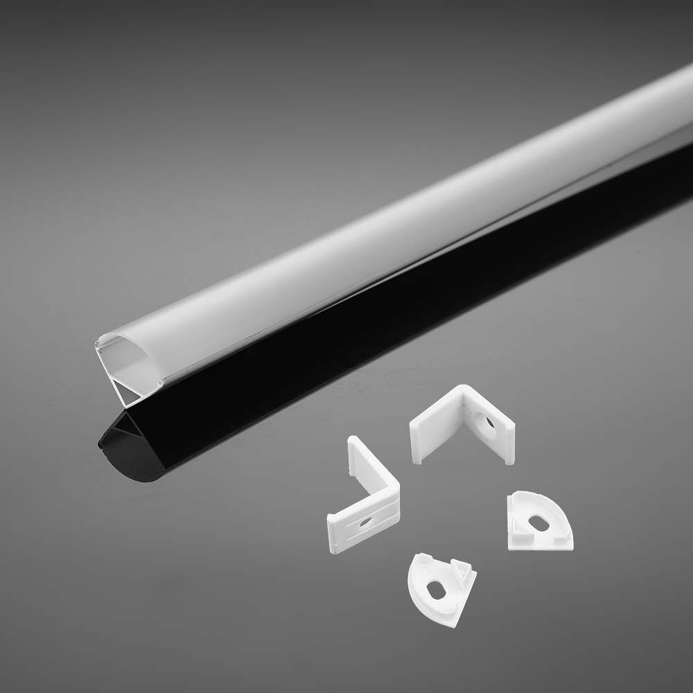 Kit di montaggio per strisce LED in alluminio con diffusore Bianco 2000 x 15,8 x 15,8 mm