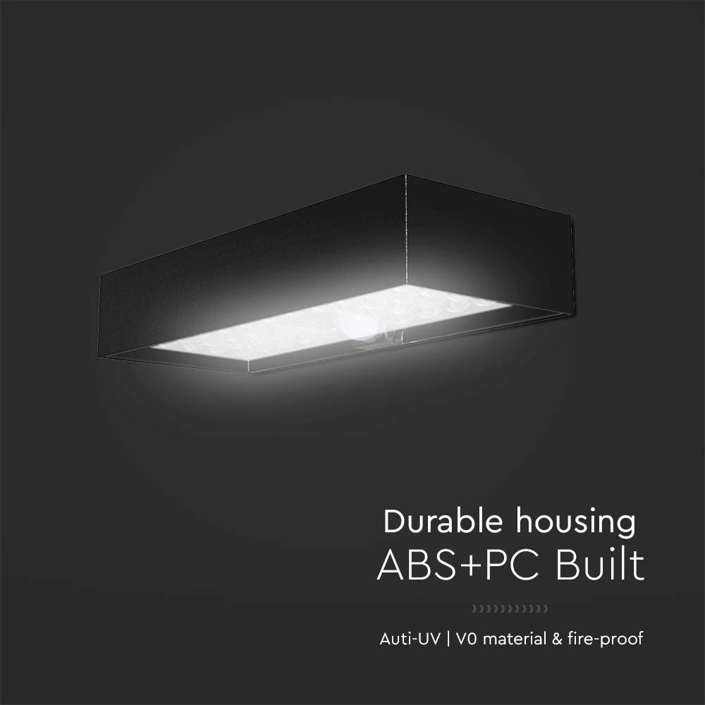 Lampada LED da Muro 6W Con Pannello Solare e Sensore PIR Colore Nero 4000K img 3