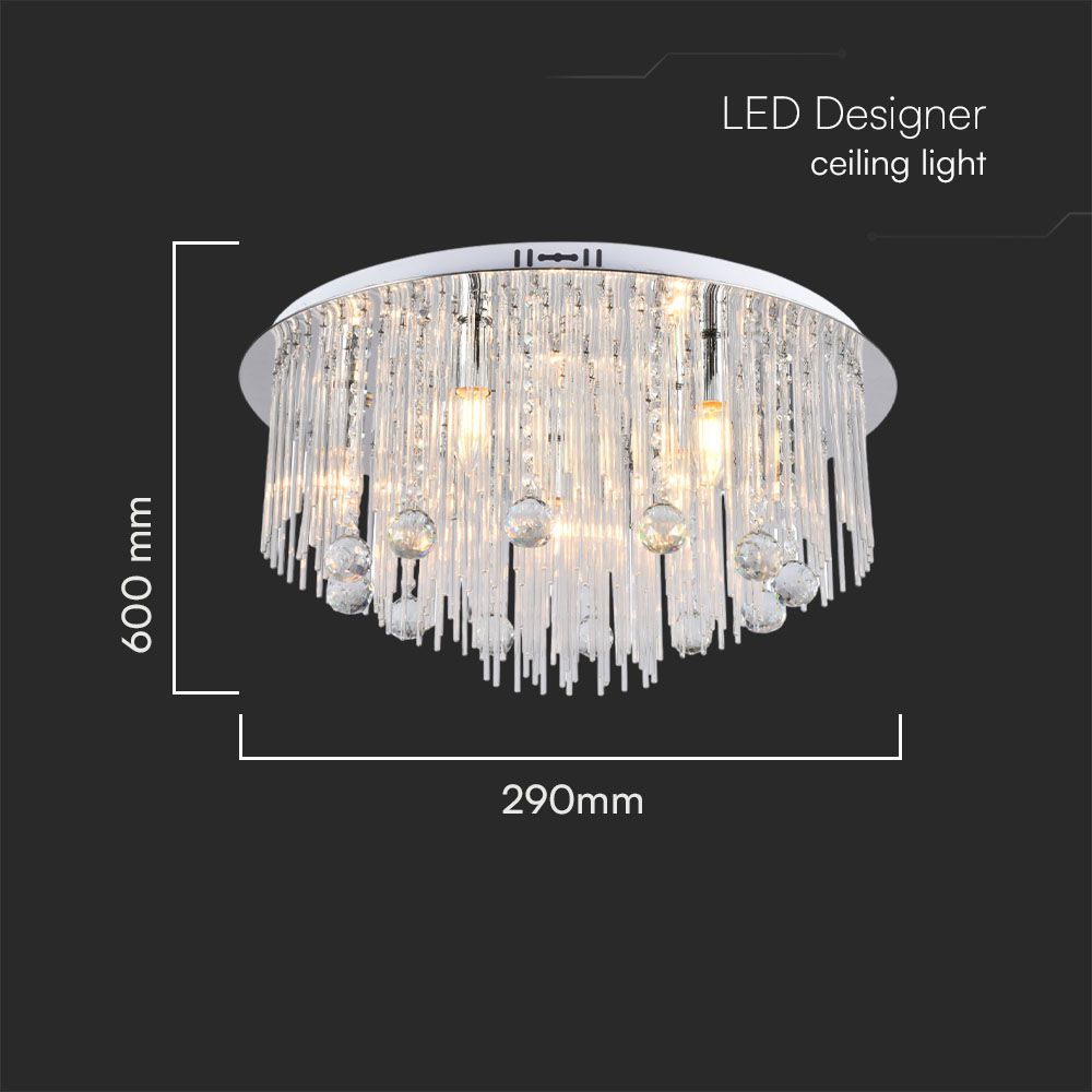 LED Designer Ceilign Crystal Light Clear Body D600 E14