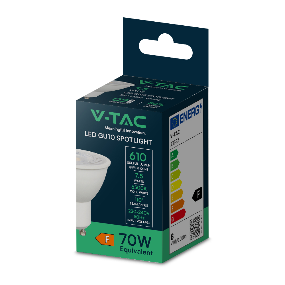 LED Spotlight - 7.5W GU10 Ripple Plastic 6500K 110°