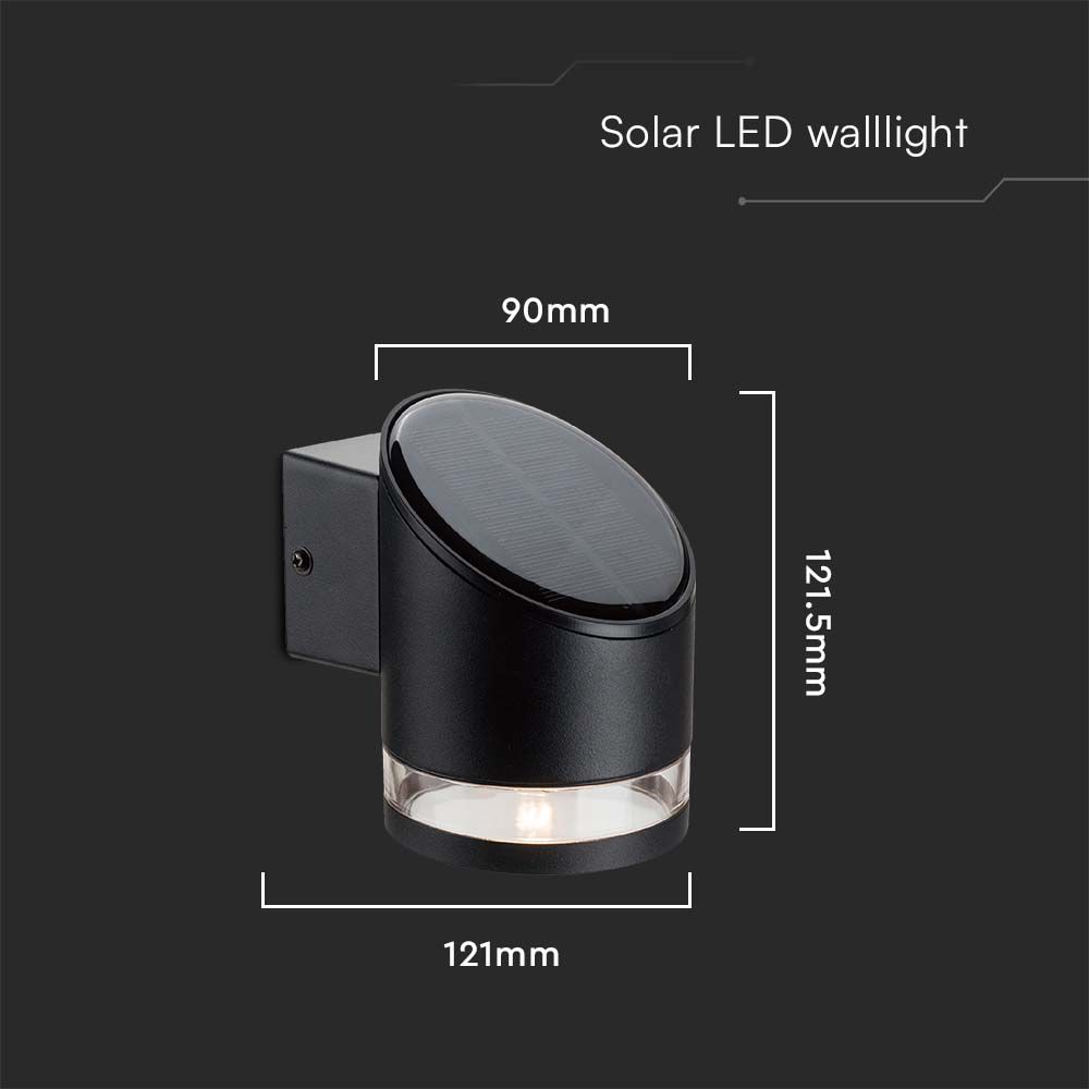 Lampada LED da Giardino Cilindrica con Pannello solare 1W Corpo Nero 121x90x112.5mm 3000K 