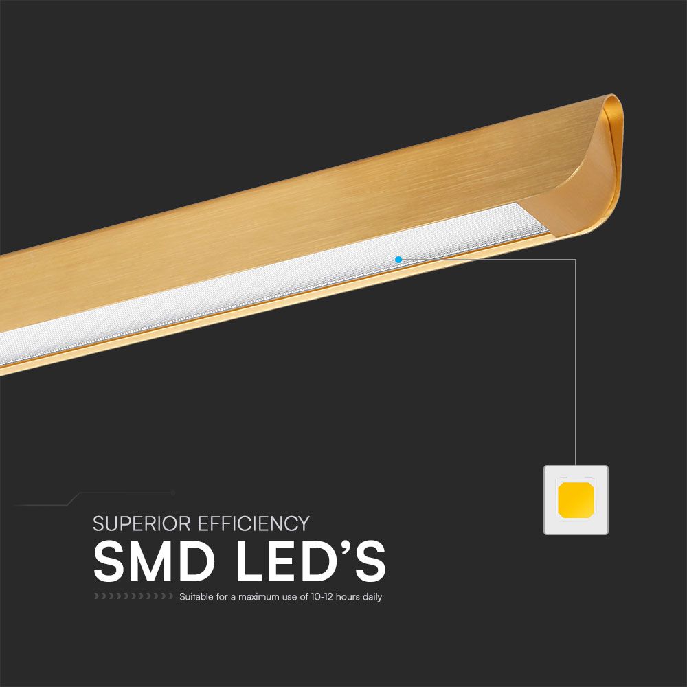 36W LED Linear Hanging Suspension Light Diffuser Plate Type-CCT:3IN1 - Matte Gold